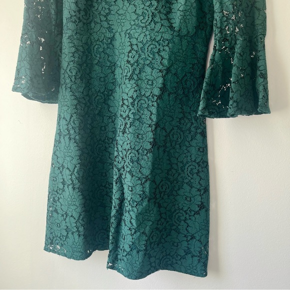 Lulus Dark Green Lace Dress Bell Sleeves - Picture 4 of 8